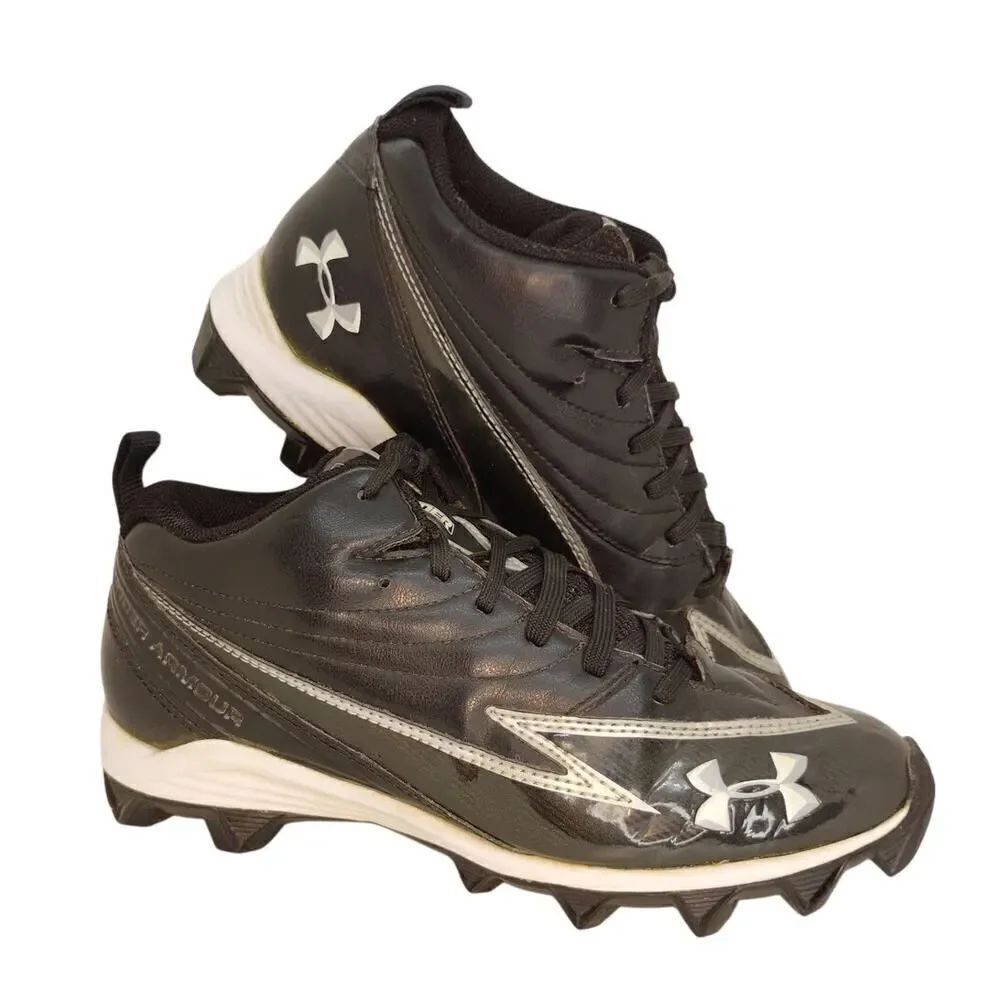 Under Armour Hammer Boys Pre-owned Black & White Sports Cleats - sz. 6Y